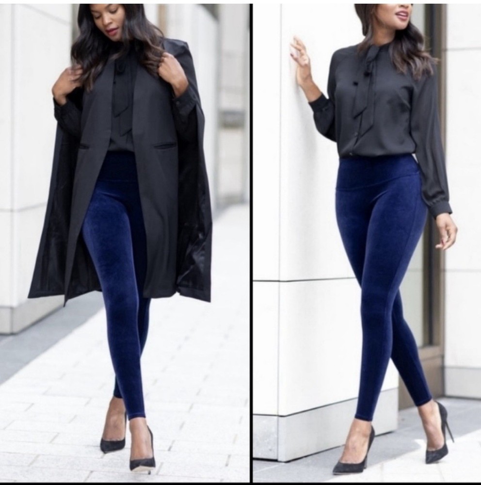 Spanx Blue Velvet Leggings Size Small