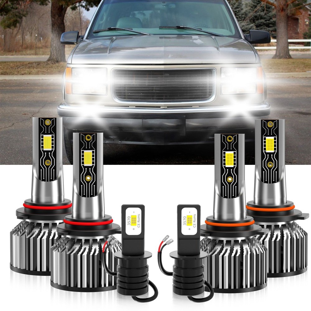 For GMC K2500 Suburban 1993-1997 6PCS LED Headlight High Low Beam+Fog Light Bulb