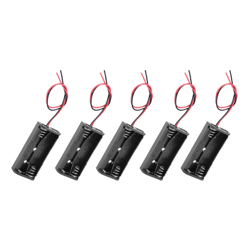 5 Pack 2 x 1.5V AAA Battery Holder Box Case with Wire for DIY Projects