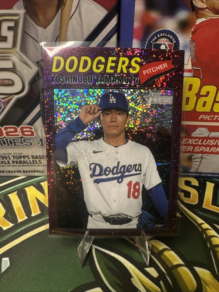 2026 Topps Heritage Yoshinobu Yamamoto #371 Burgundy Sparkle Refractor Dodgers