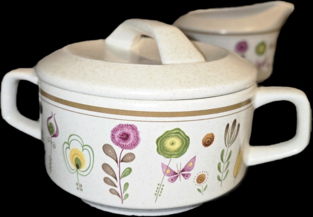 Temper Ware Lenox SPRITE Floral Pouring And Sugar Bowl WLid Set Oven/Freeze