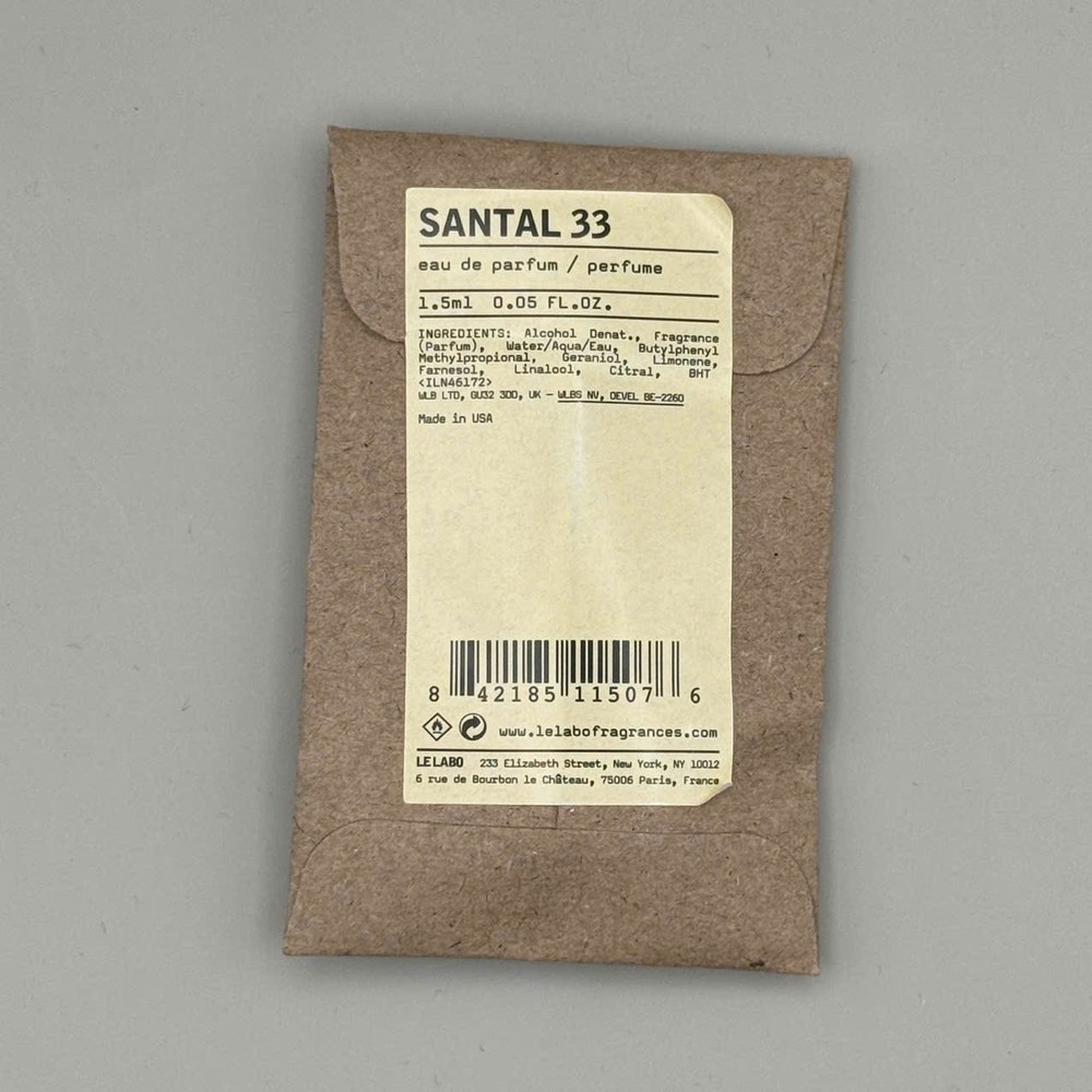 LE LABO SANTAL 33 EAU DE PARFUM SAMPLE SPRAY 1.5ML/0.05OZ – 100% AUTHENTIC🪵