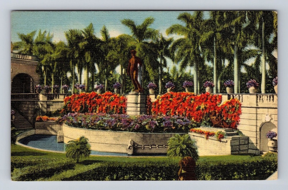 Sarasota FL Florida Court David Statue Antique Vintage Postcard