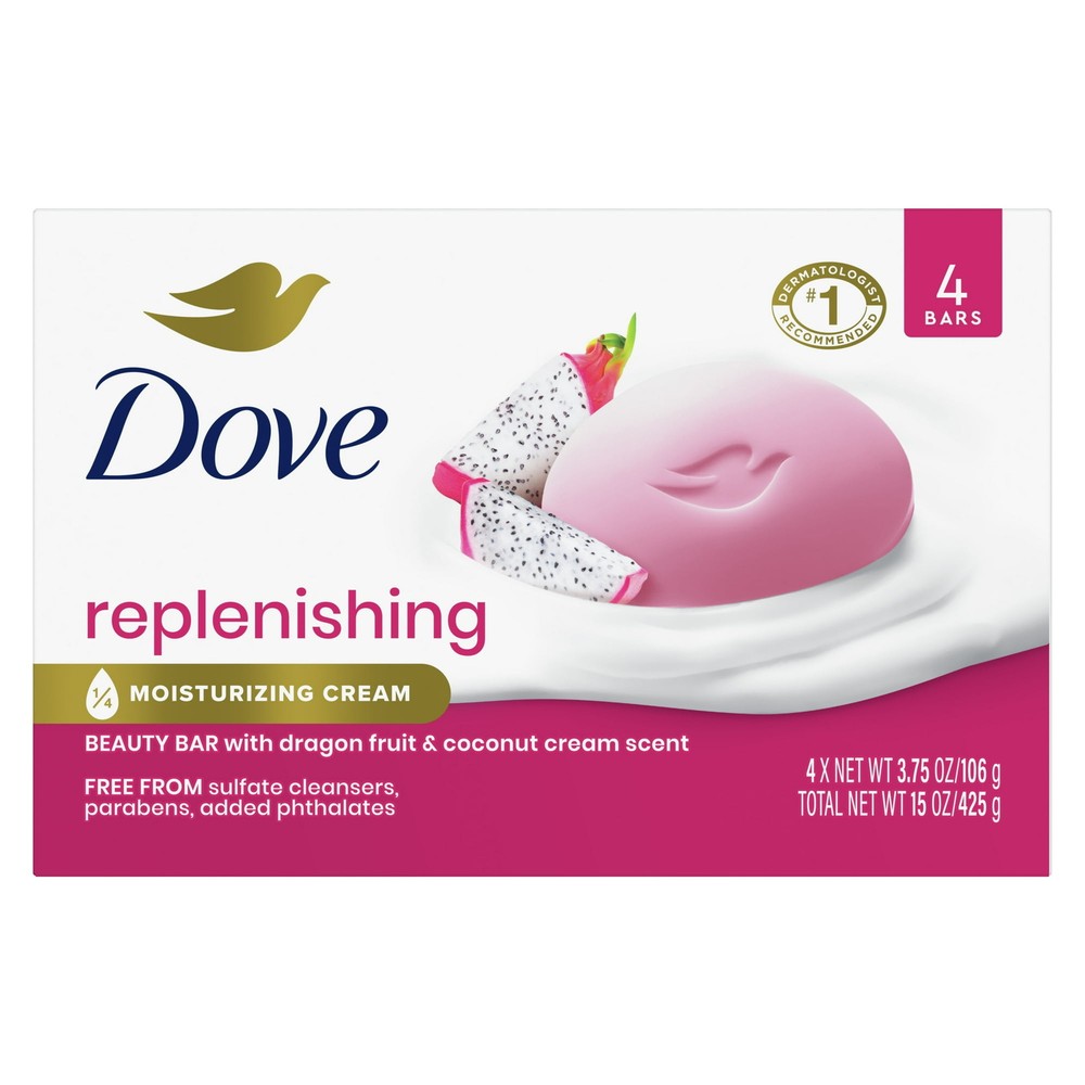 Dove Deep Nourishment Dragonfruit Bar Soap for Women 15 oz 4-Pack