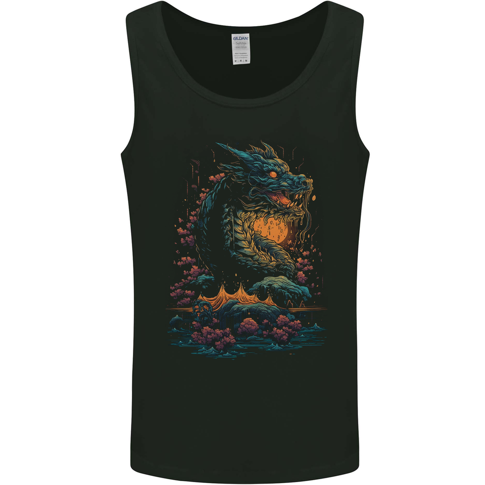 A Japanese Fantasy Water Dragon Mens Vest Tank Top