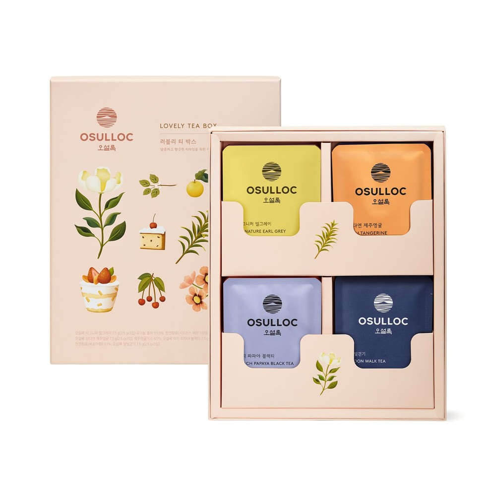 OSULLOC Premium Tea Gift Box Set with 4 Flavors - 12 Count Blended Teas
