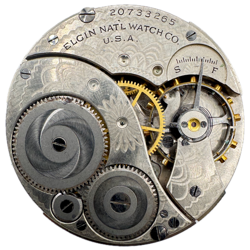 Vintage 1918 Elgin 7j 12s Open Face Mechanical Pocket Watch Movement 303 USA