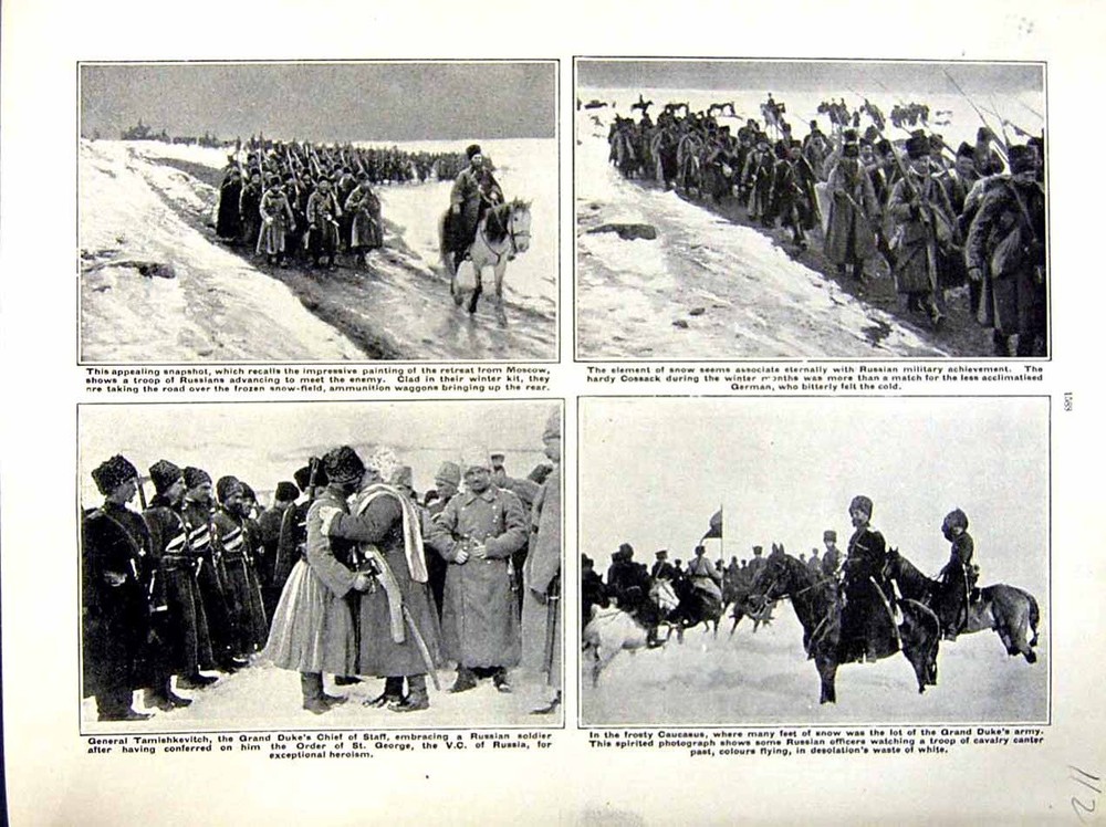 Original Old Antique Print 1915-16 World War General Tamishkevitch Siers Russia