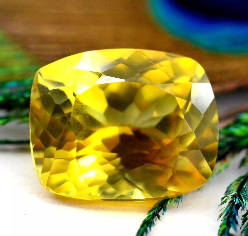 Natural Ceylon Yellow Sapphire Cushion Cut Loose Gemstone 12-14 Ct Certified