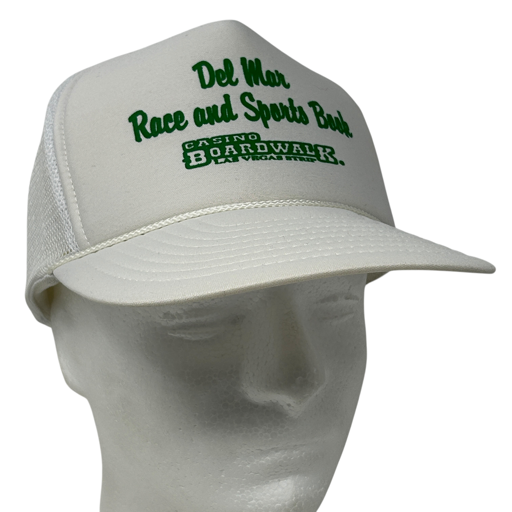 Vintage Del Mar Race Sportsbook Trucker Hat Baseball Cap Boardwalk Casino White
