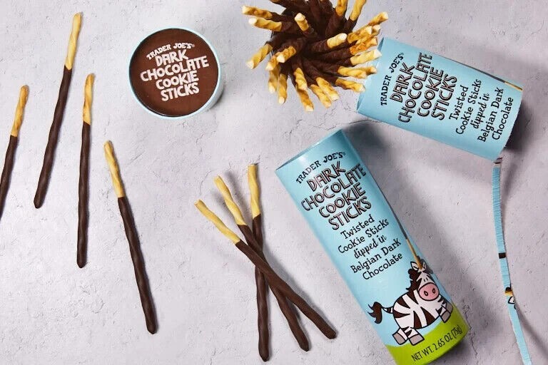 FREE PRIORITY-3 Packs Trader Joe's Dark Chocolate Cookies Sticks 2.65 oz/ pack