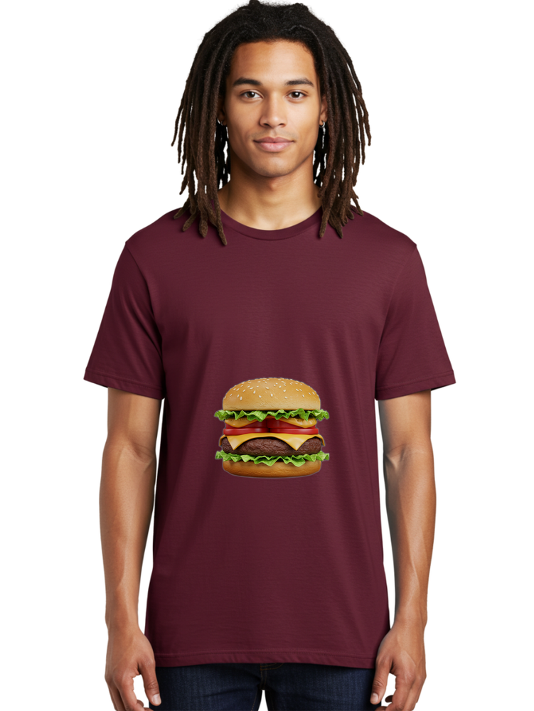 Double Cheeseburger Graphic Tee for Men - 100% Cotton Casual Summer Shirt-image