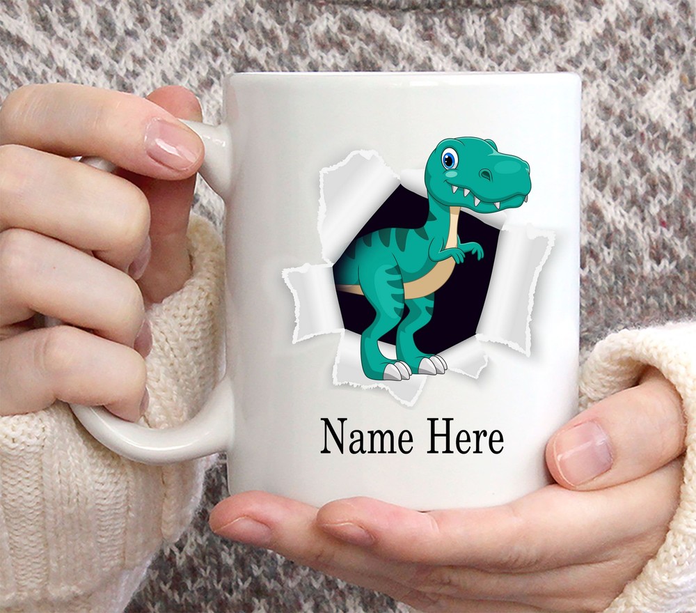 Funny Personalized Dinosaur Custom Name Coffee Mug 11oz Dinosaur Mug Dinosaur