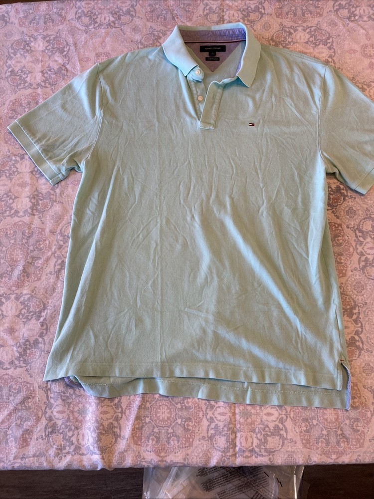 Tommy Hilfiger Mens Slim Fit Cotton Polo Shirt Green XL