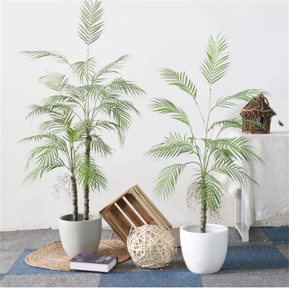 4 Ft Artificial Palm Tree in Pot - Tall Decorative Fake Plant for Home or Office