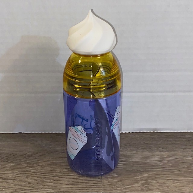 Starbucks Rare Whipped Cream Water Bottle 443mL Purple Yellow Swirl Design