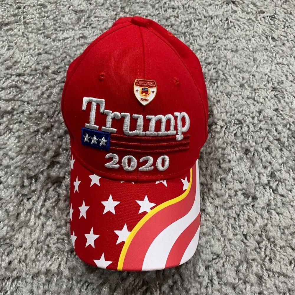 Trump 2020 Snapback Cap Mens RNC Pin Red Multicolored Presidential Election Year