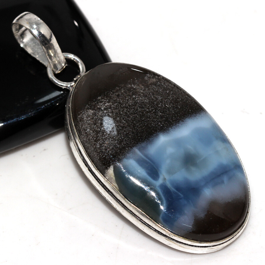 925 Silver Plated Owhyee Blue Opal Ethnic Pendant Handmade Jewelry Size 2