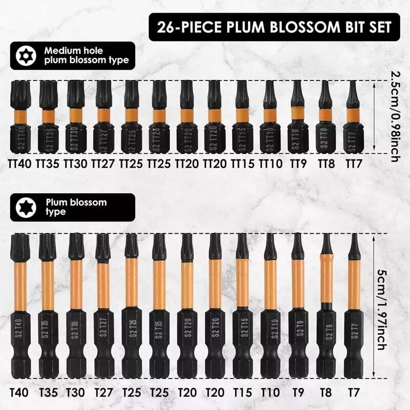 26pc Impact Torx Driver Set with Tamper Proof Shank for Automotive