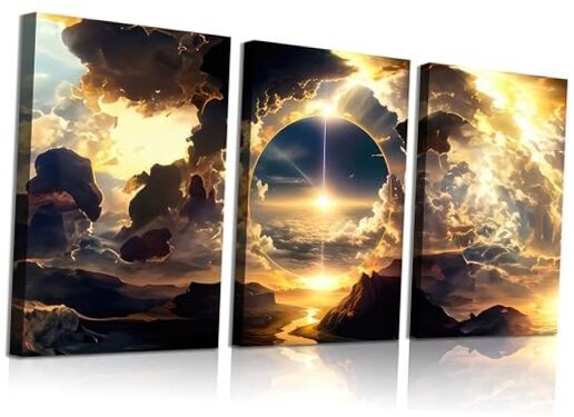 3pc Natural Sky Landscape Canvas Wall Art Set 12x16 Inches