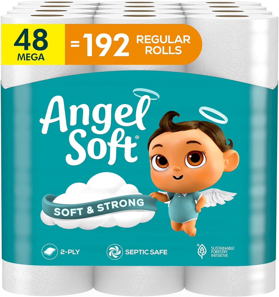 Angel Soft Toilet Paper, 48 Mega Rolls - 192 Regular Rolls, Soft and Strong