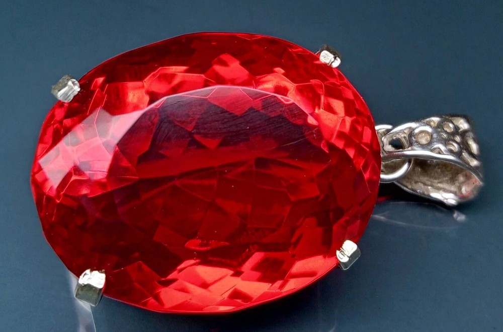 Oval Cut 112-113 Carat Red Topaz Pendant Locket with Natural Gemstone Certification PD059