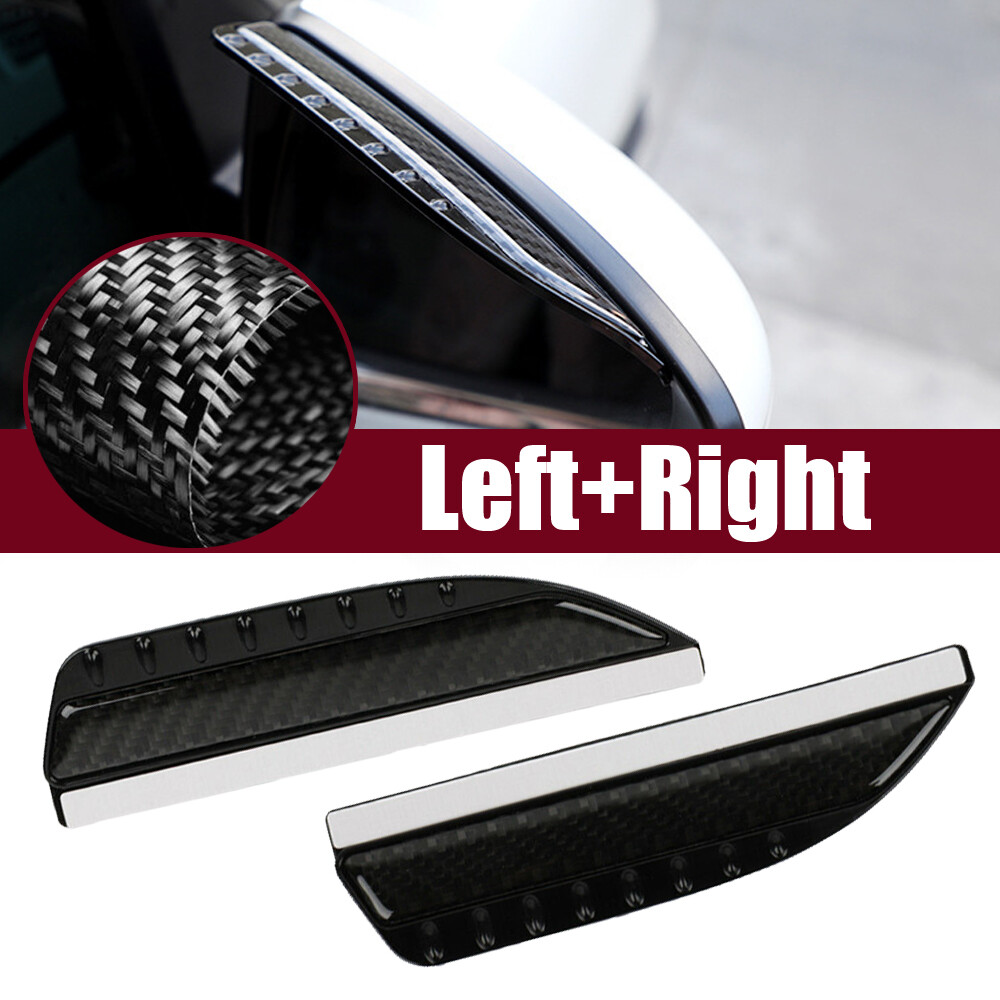 2pcs Real Carbon Fiber Black Mirror Rain Visor Guard For Auto Parts Accessories