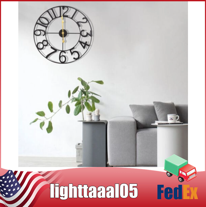 24'' Large Vintage Wall Clock Battery Powered Non-Ticking Indoor Outdoor 60cm US