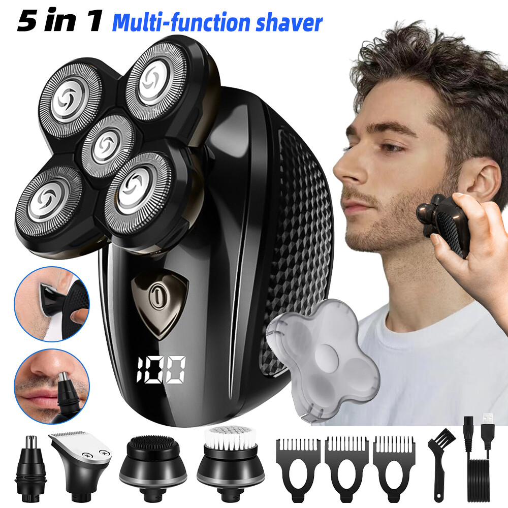 5D 5-in-1 Cordless Shaver Hair Trimmer Bald Head Razor Electric For Men Wet Dry