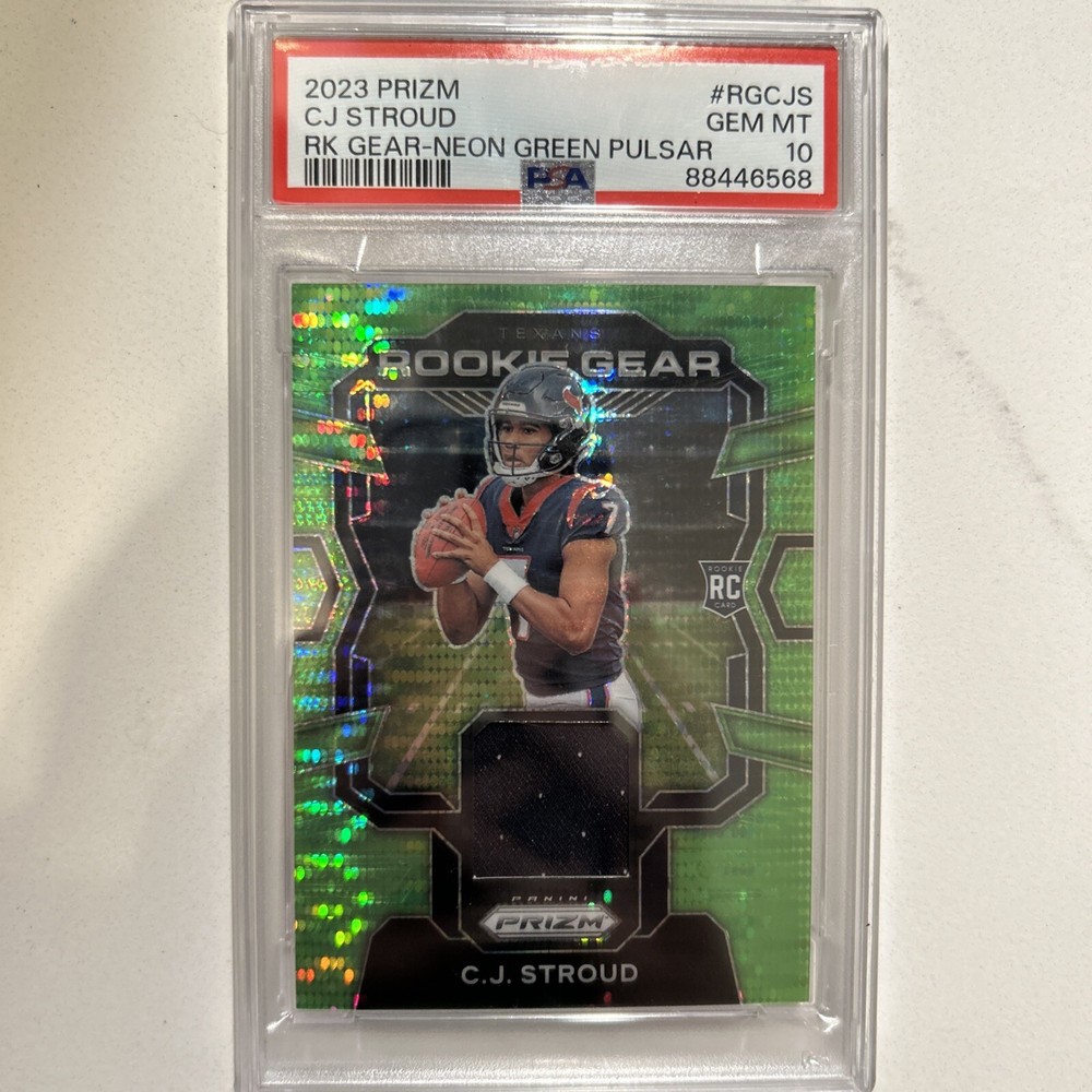 GEM MINT 10 CJ STROUD GREEN PULSAR ROOKIE PATCH PRIZMATIC