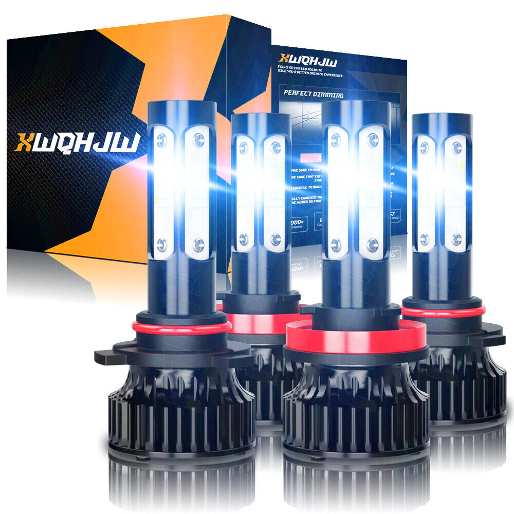 XWQHJW 4PCS 9005 H11 LED Headlight Kit 6000K High Low Beam Bulbs