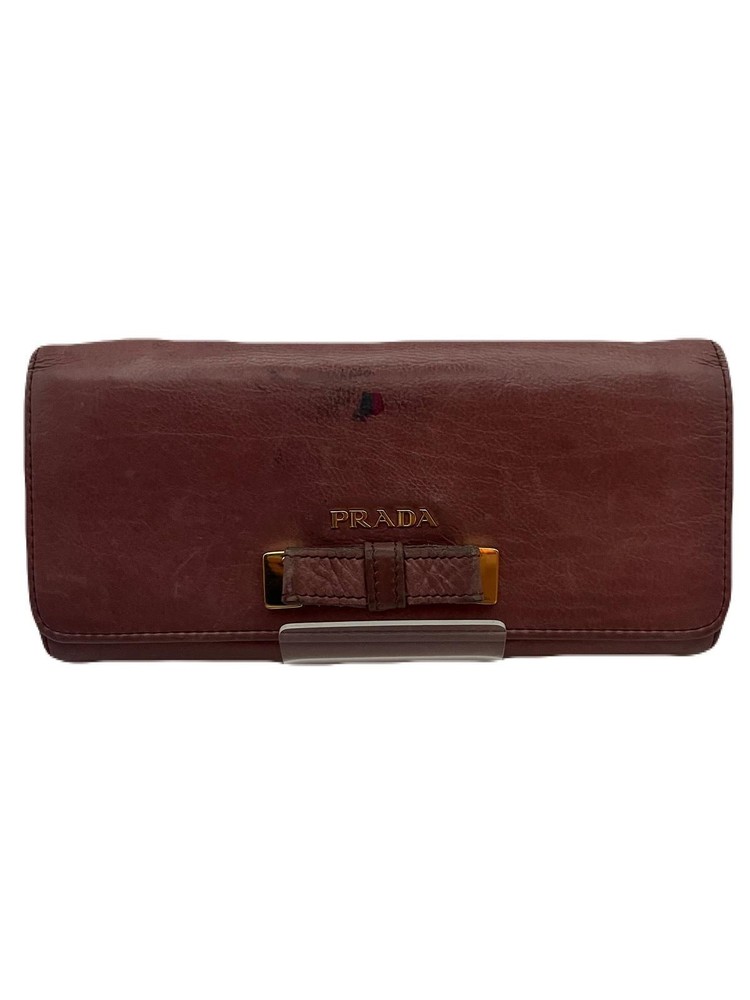 Prada Pink Leather Long Wallet Preowned E1129-66