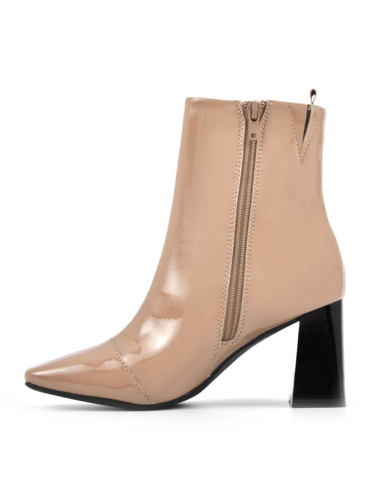 SEVEN DIALS Womens Beige Newton Square Toe Flare Zip-Up Booties 8.5