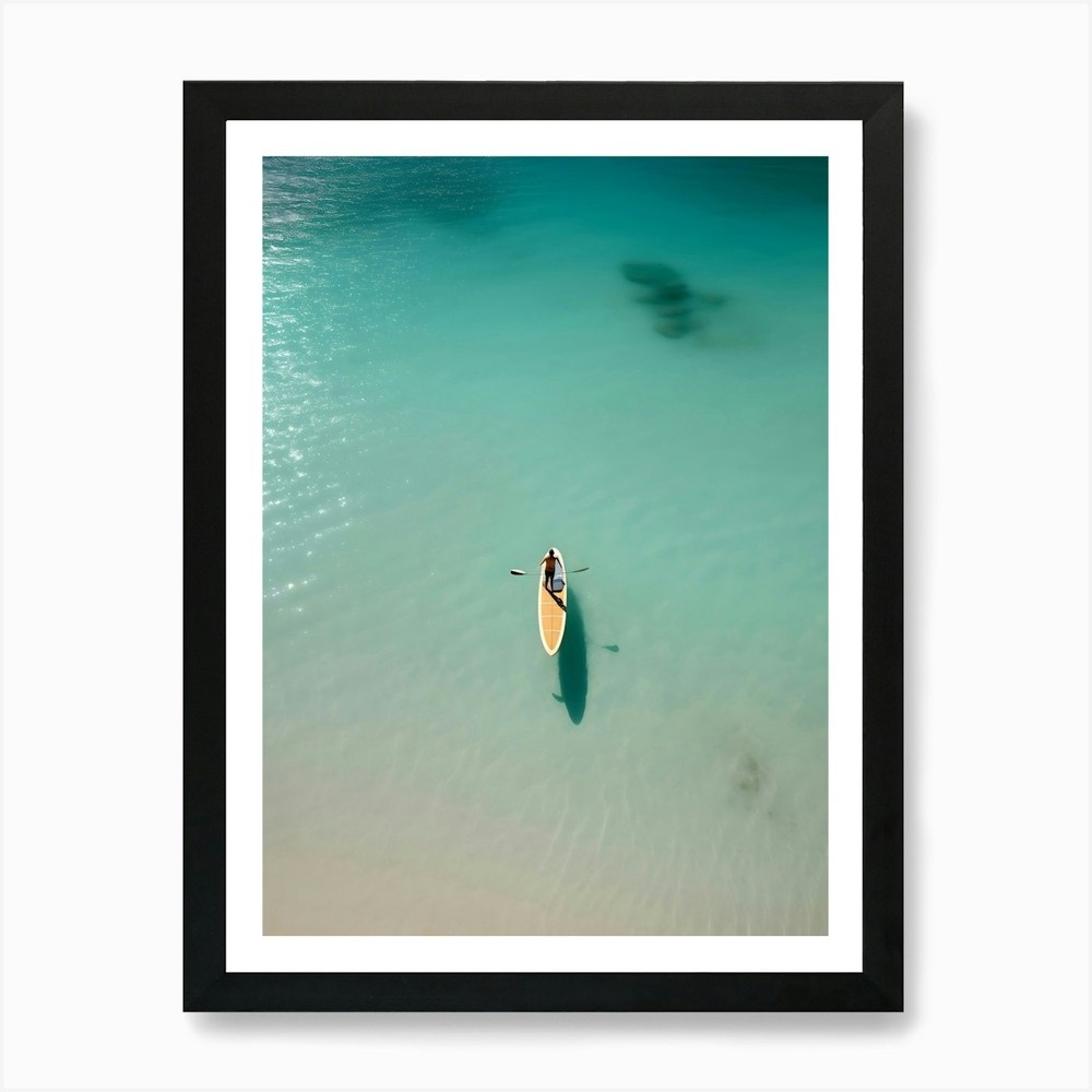 Kayak Paddling Art Print Framed Wall Canvas Poster