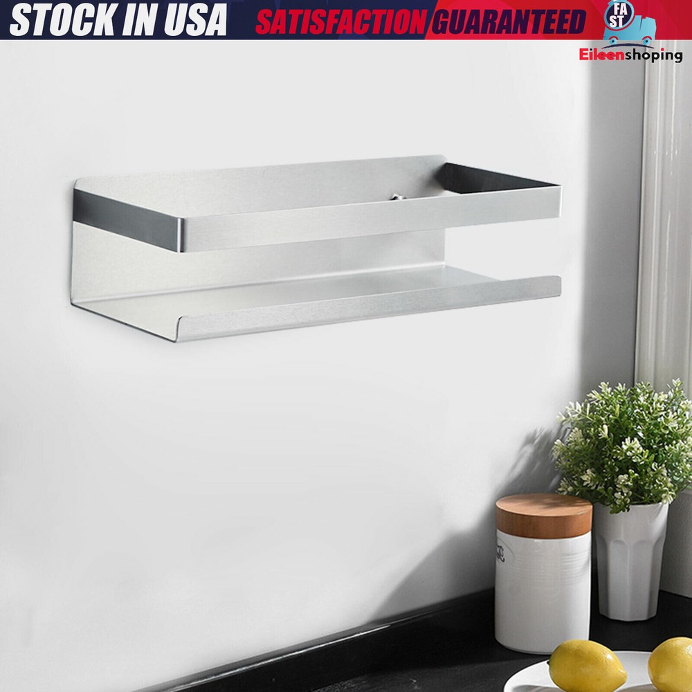 Wall Mounted Stainless Steel Spice Rack Kitchen Organizer Storage Shelf