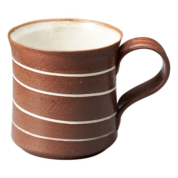 Shigaraki yaki ware pottery coffee tea cup Mug Spiral pattern Japanese