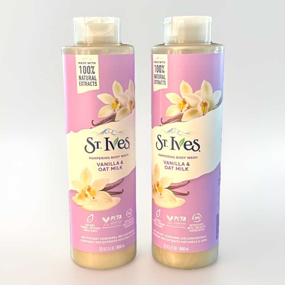 2PK St Ives Vanilla Oat Milk Body Wash 22oz 100% Natural Extracts