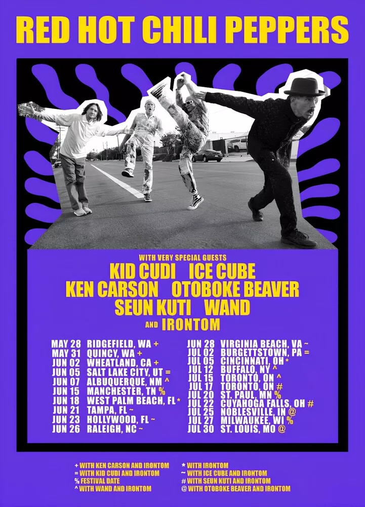 Red Hot Chili Peppers 2024 2025 box office concert poster USA / Canada 19x13