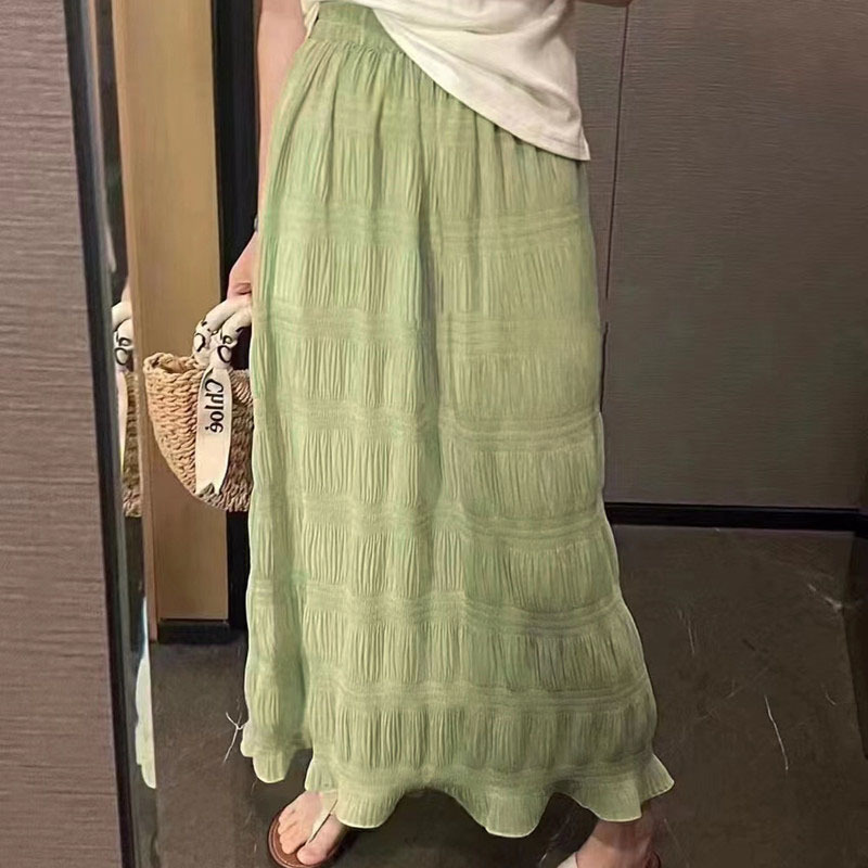 Temperament High Waist Wrinkle Bubble Chiffon Pleated Half Skirt for Women