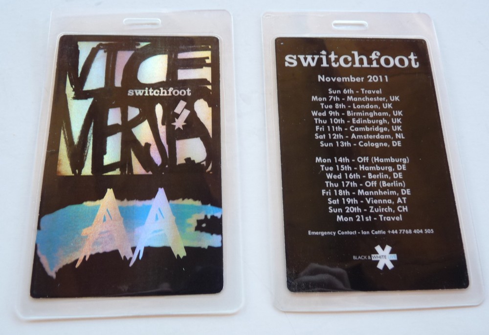 Switchfoot Vice Versa 2011 Concert Tour AA Backstage Pass Laminate D17