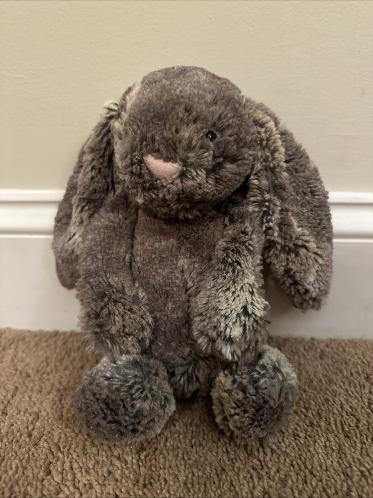 Jellycat London Medium Woodland Bashful Bunny 12” Brown Tan Plush Rabbit Lovey