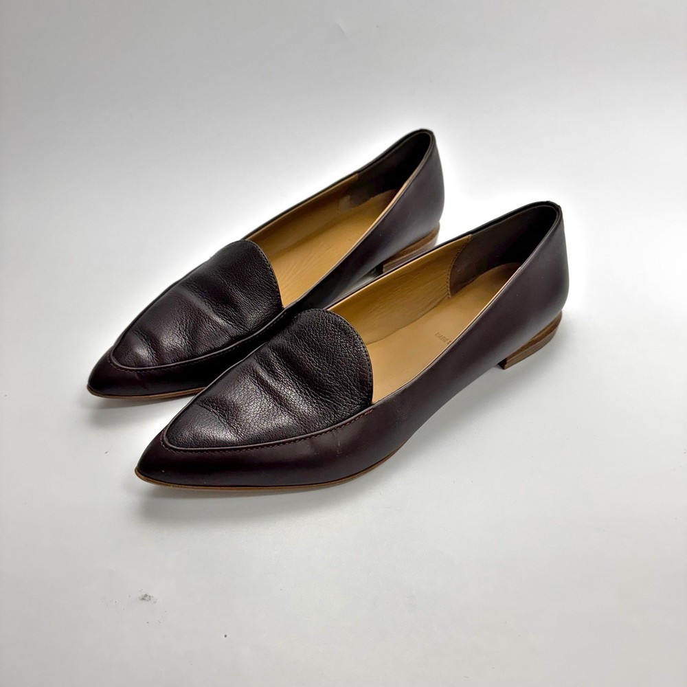 Everlane Women's The Modern Point Leather Loafers Size 10.5 Burgundy
