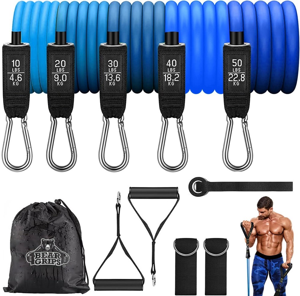 Tube Resistance Bands for Working Out - Home Gym Equipment Exercise Bands wit...