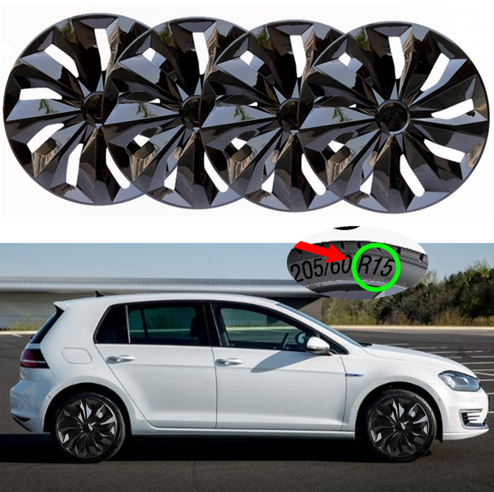 15-Inch 4-Piece Universal Hubcaps for VW Golf R15 Steel Wheels