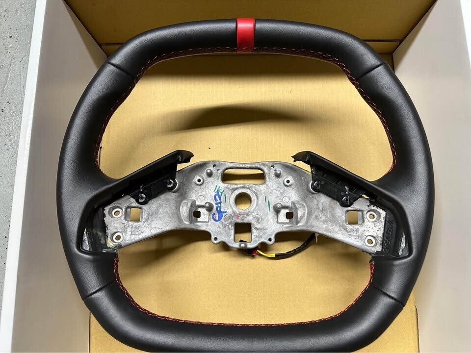 2020+ C8 Corvette leather steering wheel with red stripe and stitching OEM