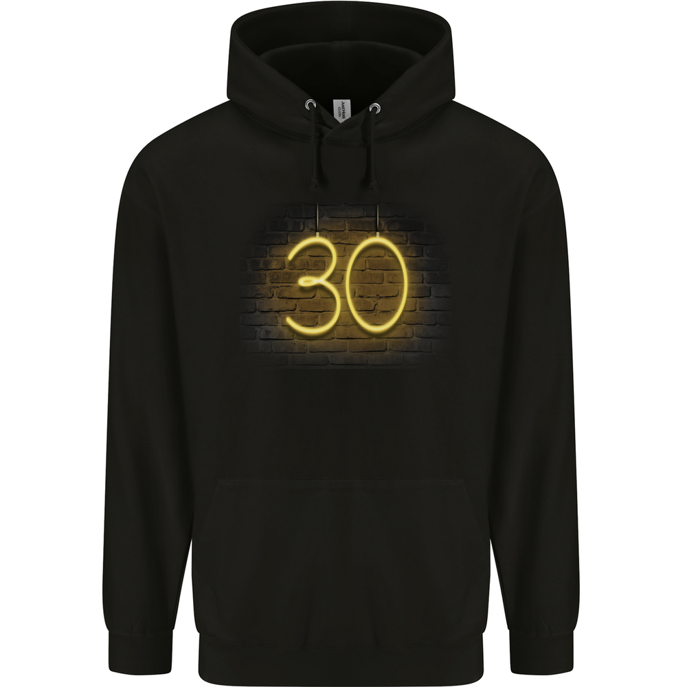 30th Birthday Neon Lights 30 Year Old Mens 80% Cotton Hoodie