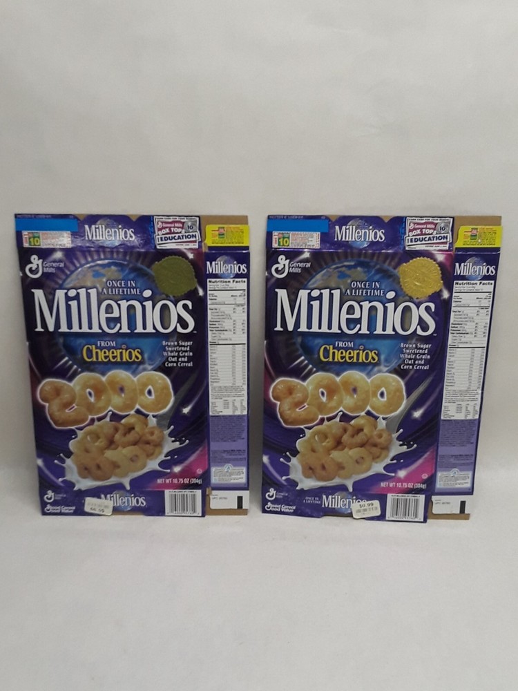 2 Flat Cheerios Millenios from Y2K 2000 Cereal Box Limited Edition