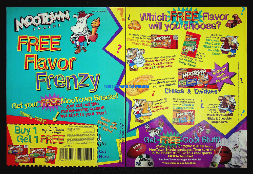 Mootown Cheese Snacks Sargento 1996 Trade Print Magazine Ad Poster ADVERT