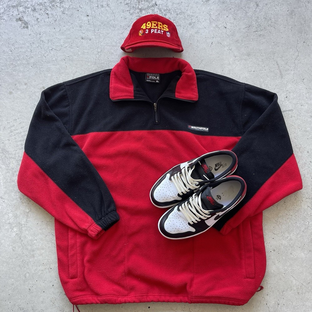 Vintage SouthPole Jacket Mens XLarge Red Fleece Oversized 1/4 Zip Y2K Spellout