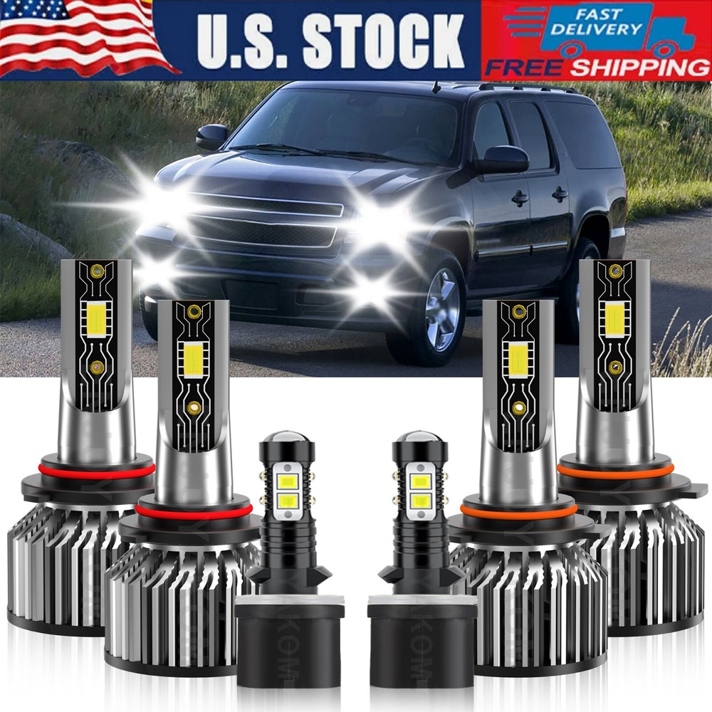 For Chevy Suburban 2500 2000-2006 LED 6500K Headlight Hi/Lo Beam+Fog Light white